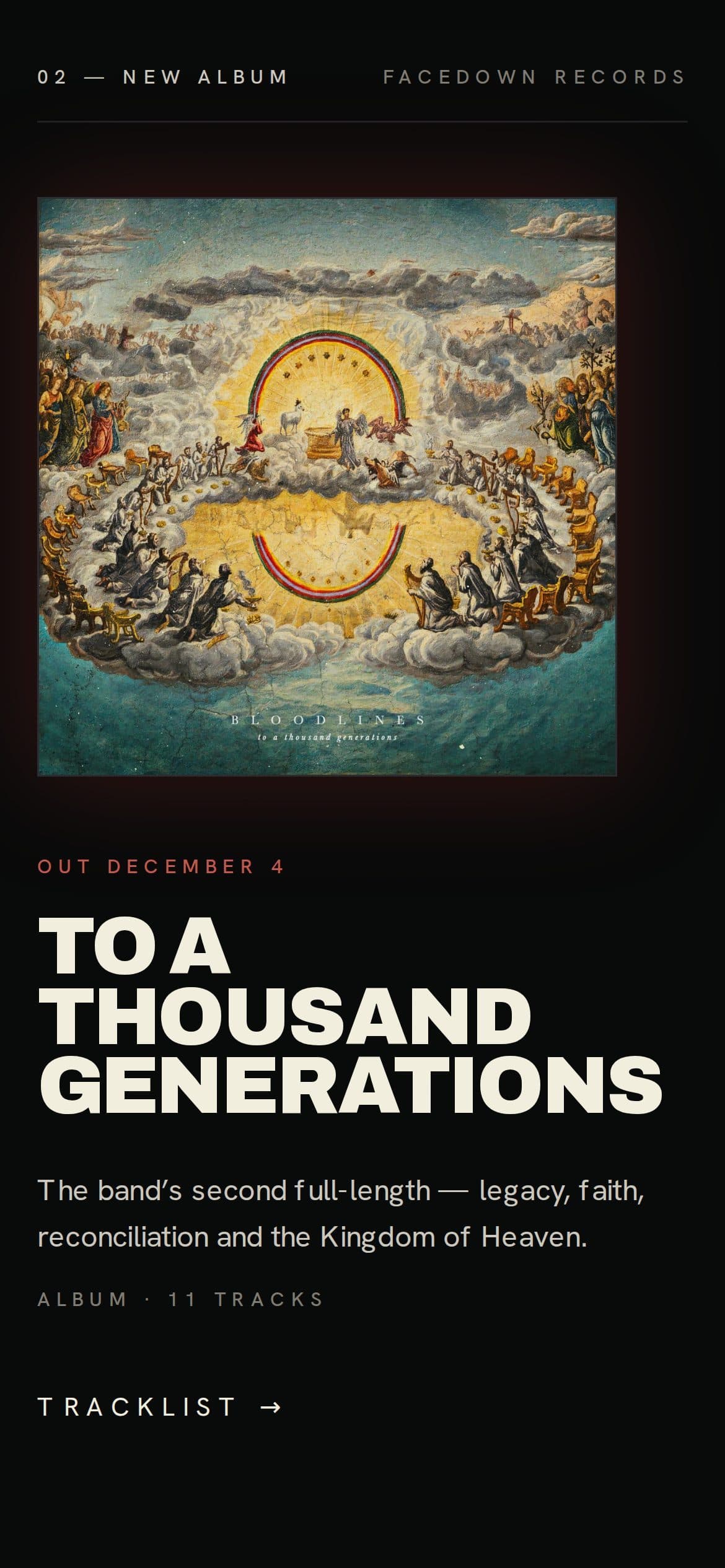 The album announcement on a phone: the To A Thousand Generations artwork above the title.
