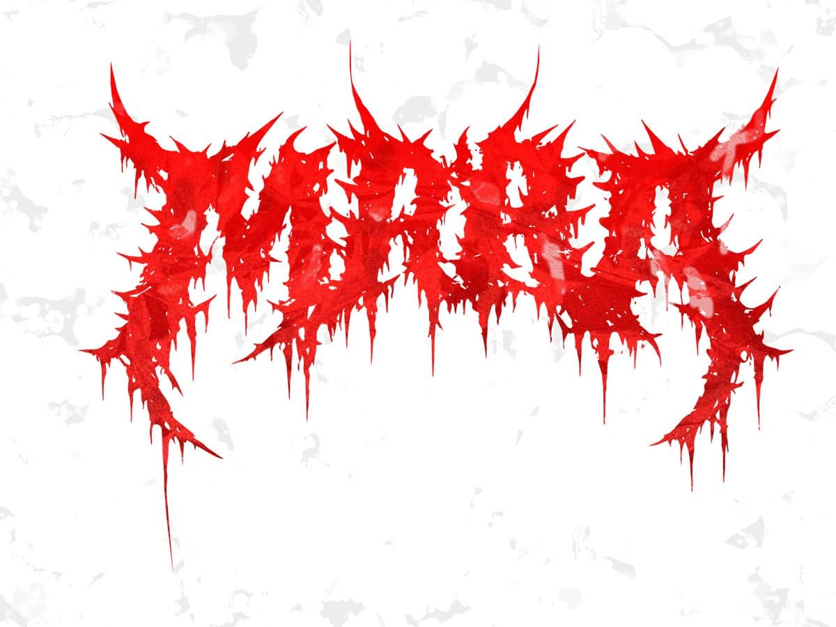 The reworked Mara logo in red: jagged, spiked letters dripping into points.