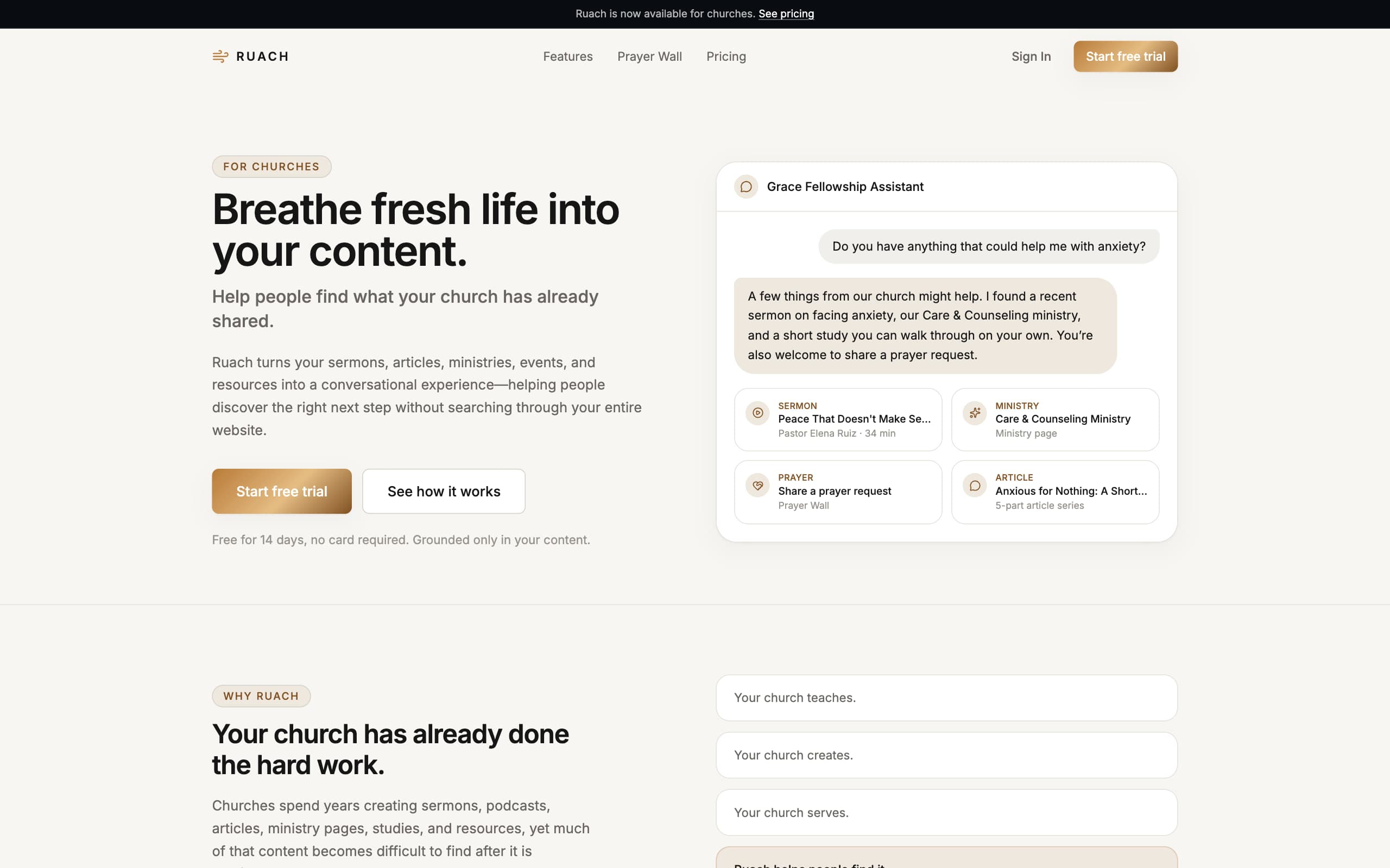 Ruach’s marketing site: “Breathe fresh life into your content.”